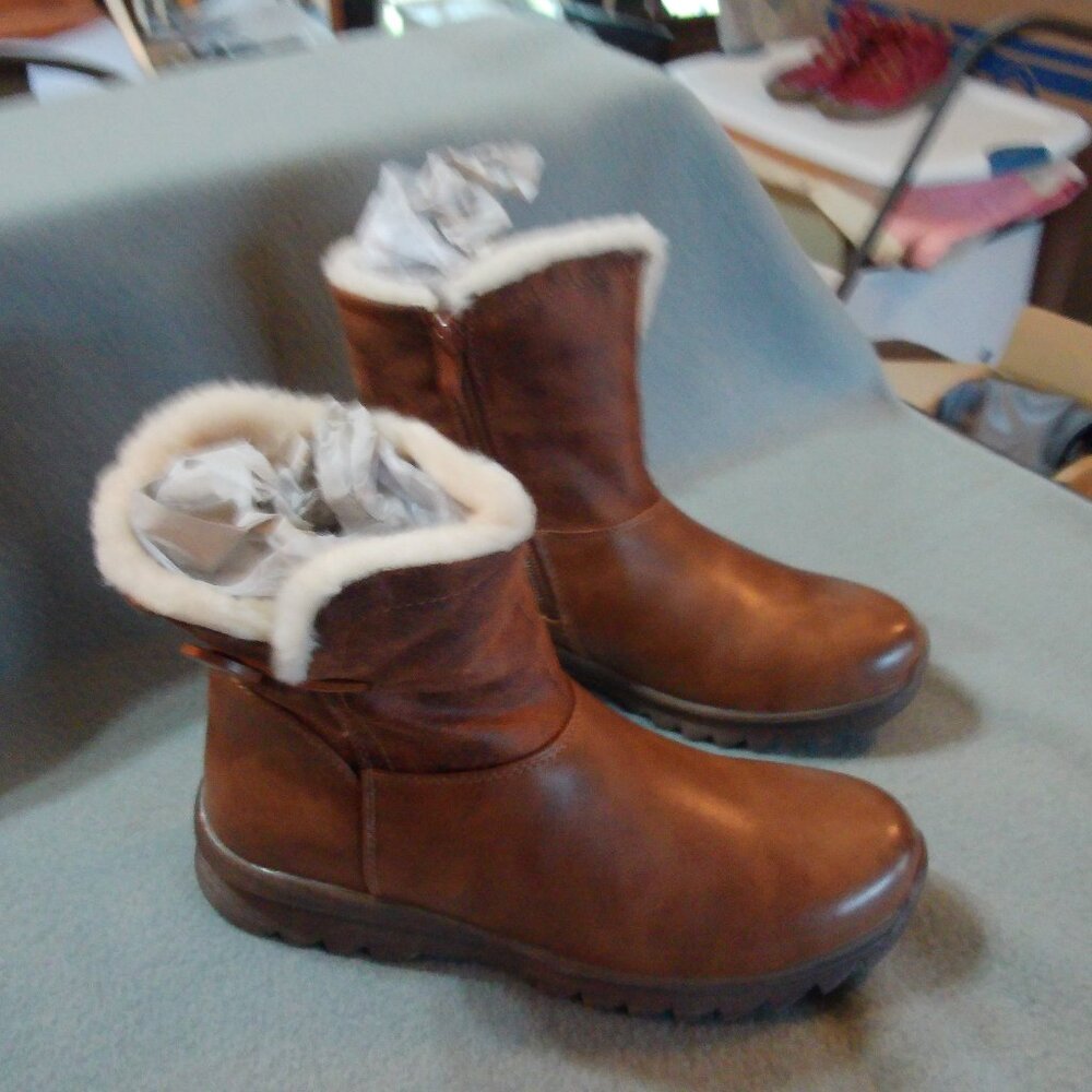 Rollda Women's Winter Ankle Boots fur line- Size 6 anti slip- NIB